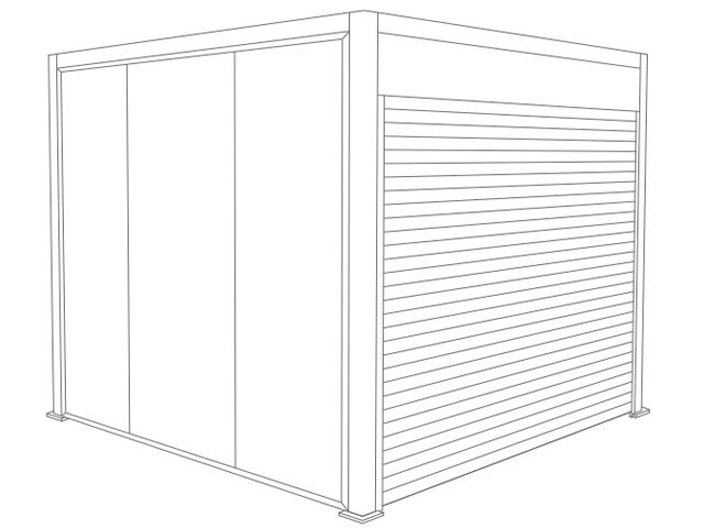 Abri de Jardin 3x3 Toit Plat avec Porte de Garage Enroulable