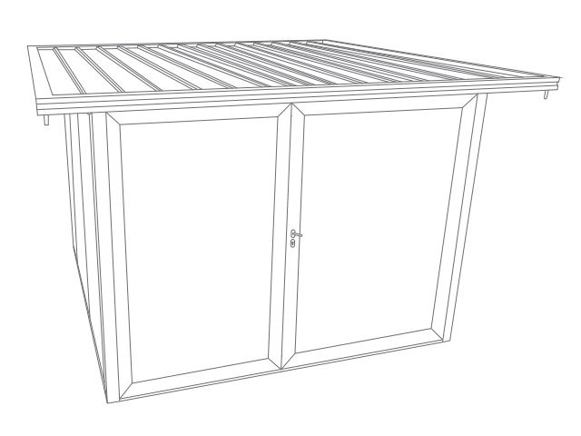 Abri de Jardin 3x3 Toit Plat avec Débord, Porte de Garage Battant et Vitre