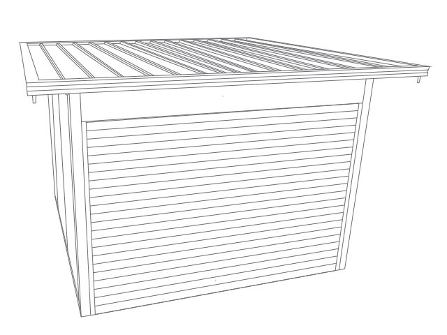 Abri de Jardin 3x3 Toit Plat avec Débord, Porte de Garage Enroulable