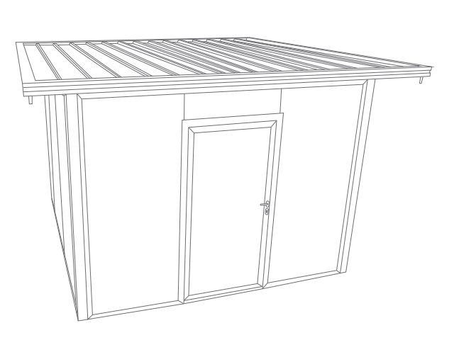 Abri de Jardin 3x3 Toit Plat avec Débord, Porte de Service et Vitre