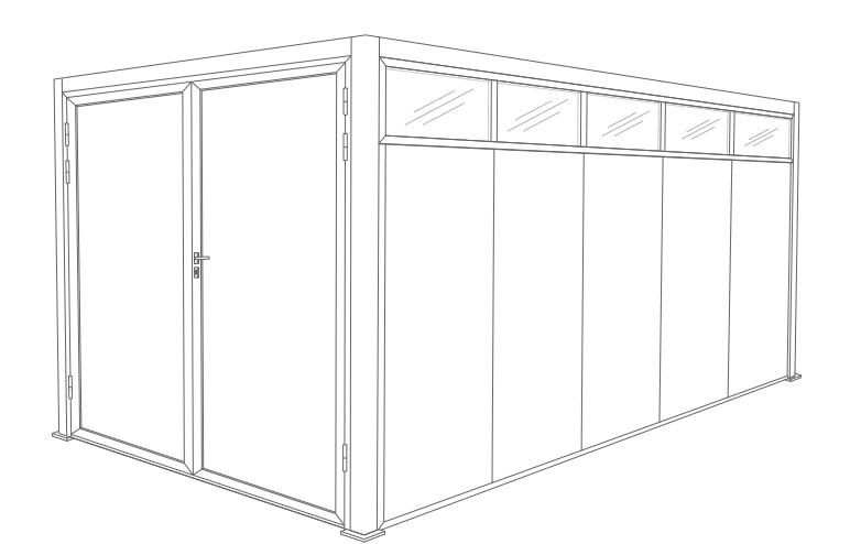Abri de Jardin 5x3 Toit Plat avec Porte de Garage Battant et Vitre complet