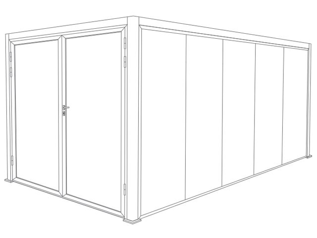 Abri de Jardin 5x3 Toit Plat avec Porte de Garage Battant