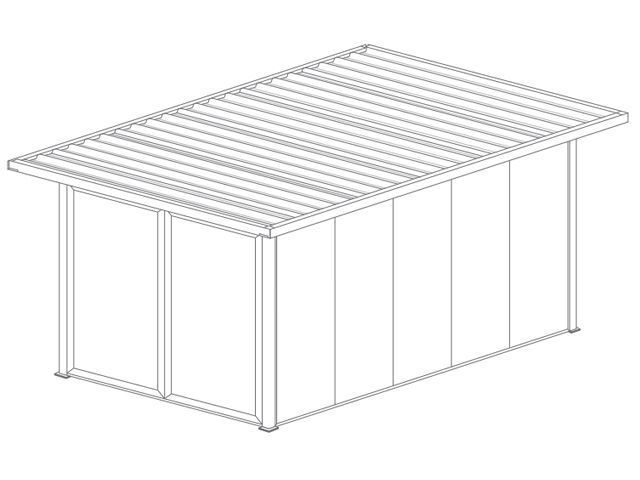  Abri de Jardin 5x3 Toit Plat avec Débord, Porte de Garage Battant et Vitre 