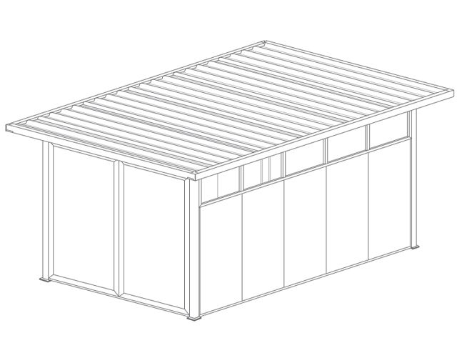  Abri de Jardin 5x3 Toit Plat avec Débord, Porte de Garage Battant et Vitre complet