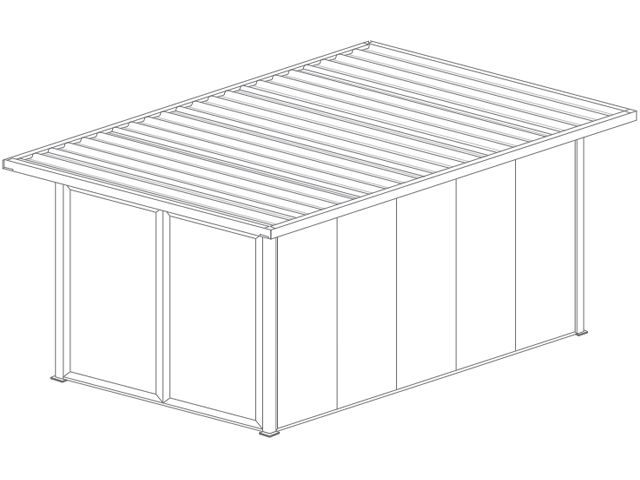  Abri de Jardin 5x3 Toit Plat avec Débord, Porte de Garage Battant 