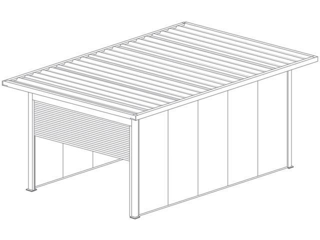  Abri de Jardin 5x3 Toit Plat avec Débord, Porte de Garage Enroulable et Vitre 