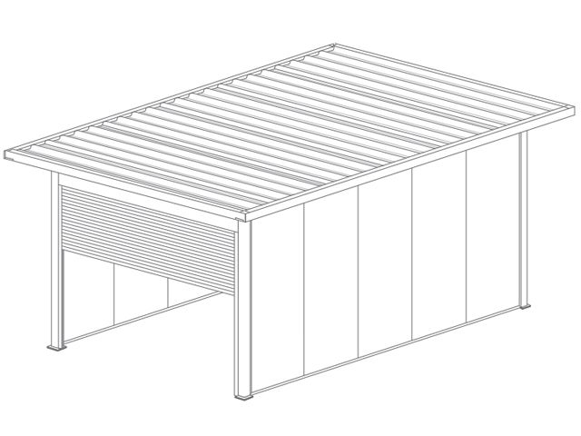  Abri de Jardin 5x3 Toit Plat avec Débord, Porte de Garage Enroulable 