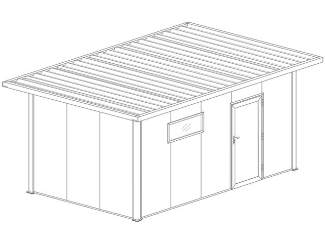  Abri de Jardin 5x3 Toit Plat avec Débord, Porte de Service et Vitre 