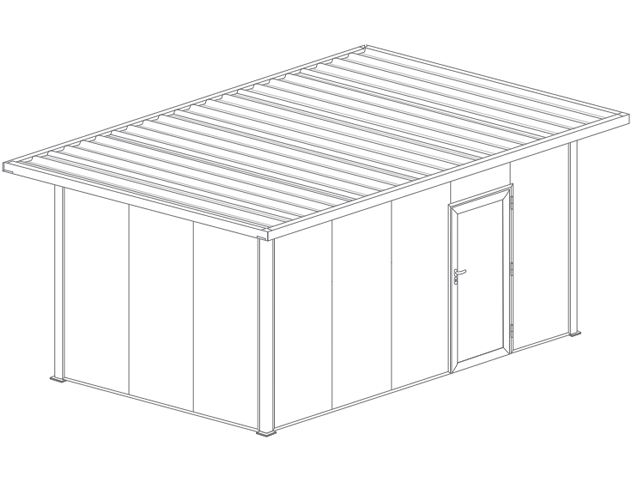  Abri de Jardin 5x3 Toit Plat avec Débord, Porte de Service 