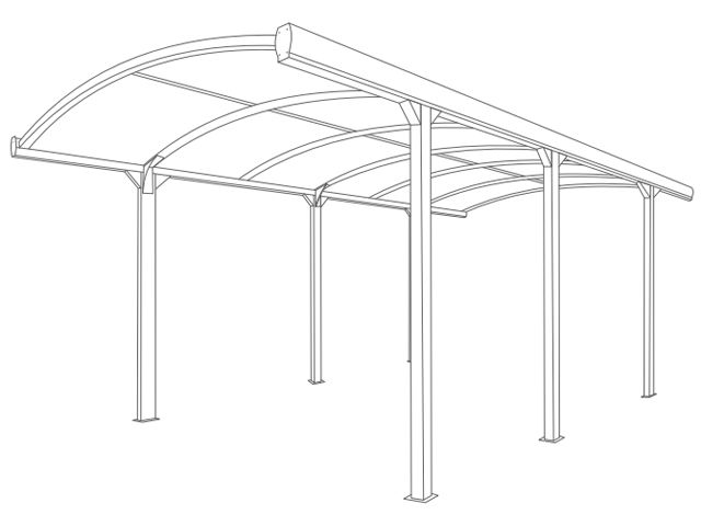  Carport 6x3 Autoportée Cintrée 