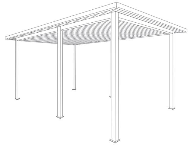Carport Toit Plat Autoportée avec Débord , 2 modules