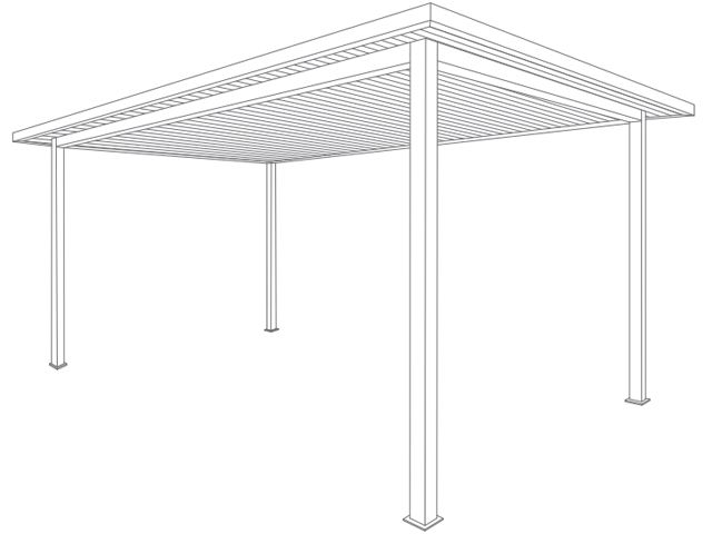 Pergola toit plat autoportée avec débord