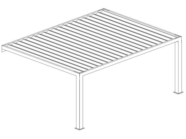 Pergola bioclimatique Sunnycontrol2 adossée, lames perpendiculaires