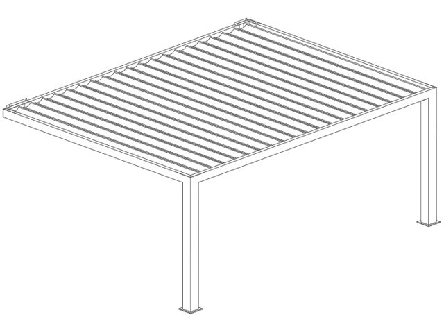 Pergola bioclimatique Sunnycontrol2 adossée, lames perpendiculaires, équerre invisible