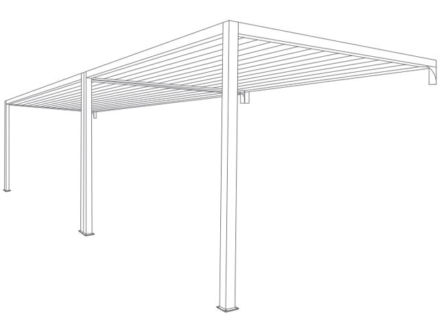 Pergola toit plat adossée, 2 modules