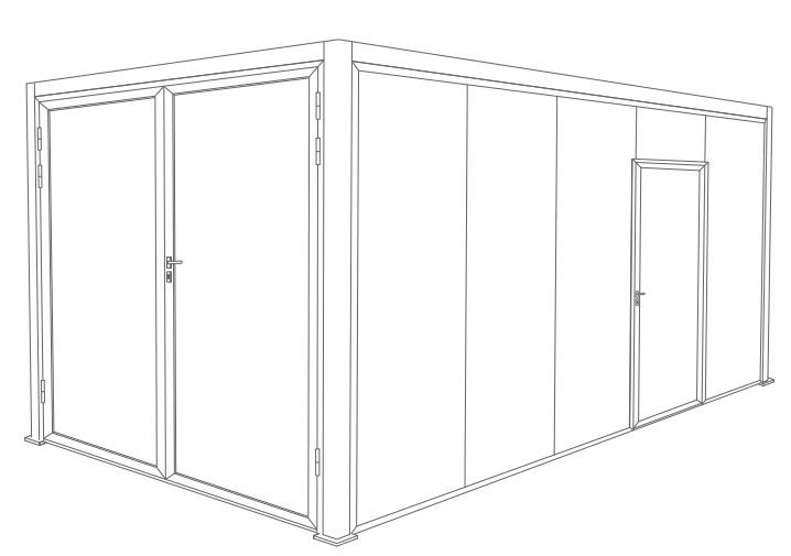 Abri de Jardin 5x3 Toit Plat avec Porte de Garage Battant, Vitre et Porte de Service