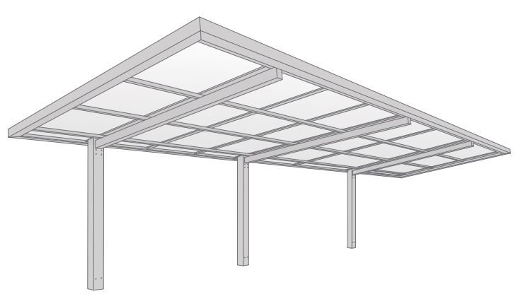  Carport Toit Plat Trois Poteaux 