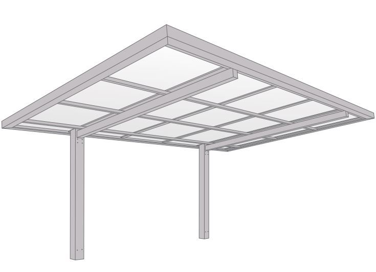 Carport Toit Plat Deux Poteaux