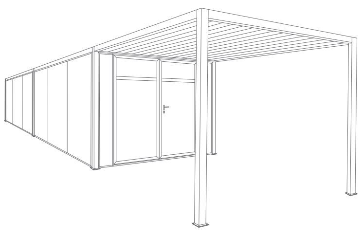 Carport & Abri Double avec Porte de Garage Battant