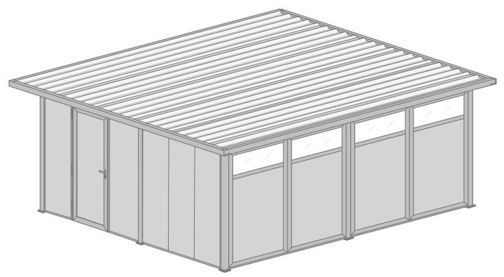 Garage Toit Plat avec Débord 6x6