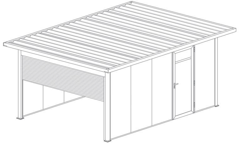 Garage Toit Plat avec Débord 45