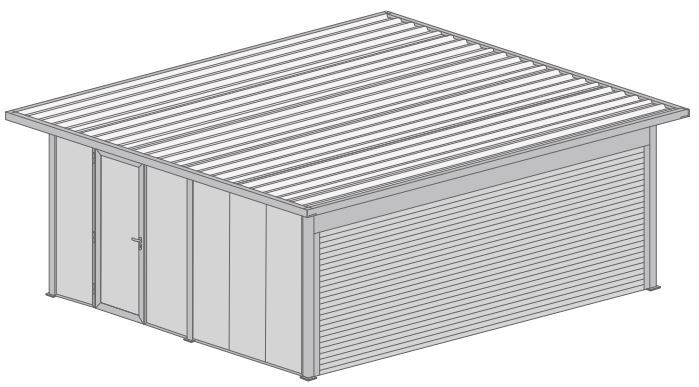 Garage Toit Plat avec Débord 56 avec Porte de Garage Enroulable