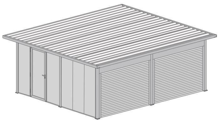 Garage Toit Plat avec Débord 56 avec Double Porte de Garage Enroulables