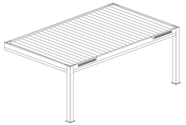 Pergola Suncontrol3 titan solaire lames perpendiculaires, adossée