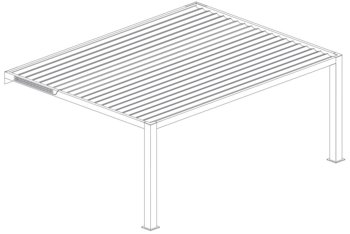 Pergola Sunnycontrol2 adossée, solaire lames parallèles