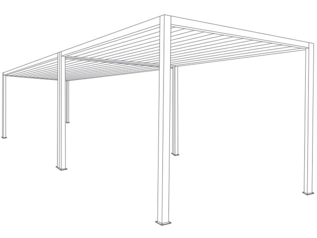 Pergola Carport Autoportée Toit Plat 2 Modules