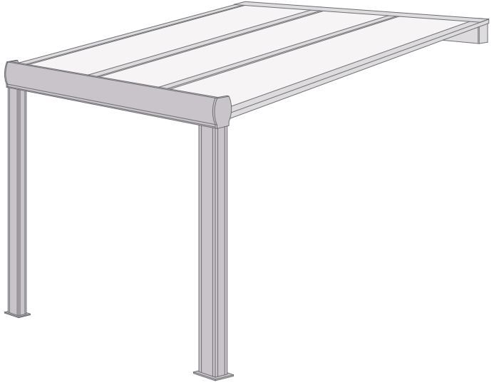 Pergola Polycarbonate avec Gouttière Adossée 3x3