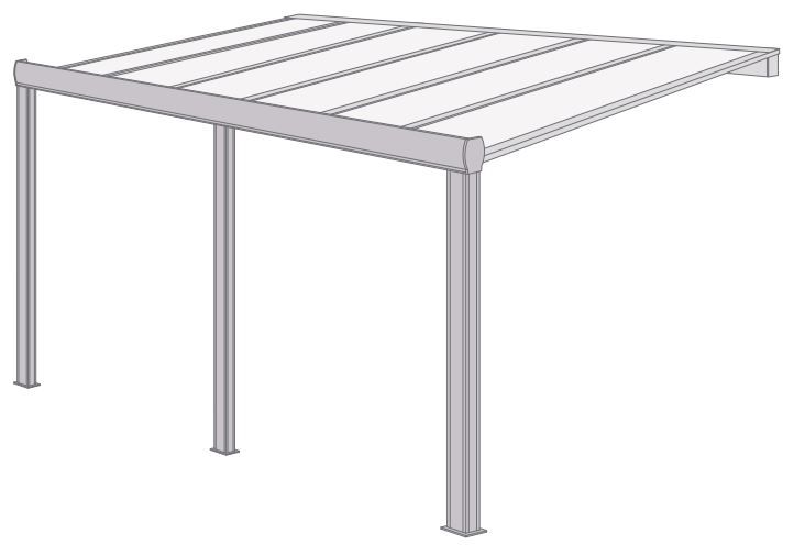 Pergola Polycarbonate avec Gouttière Adossée 6x3