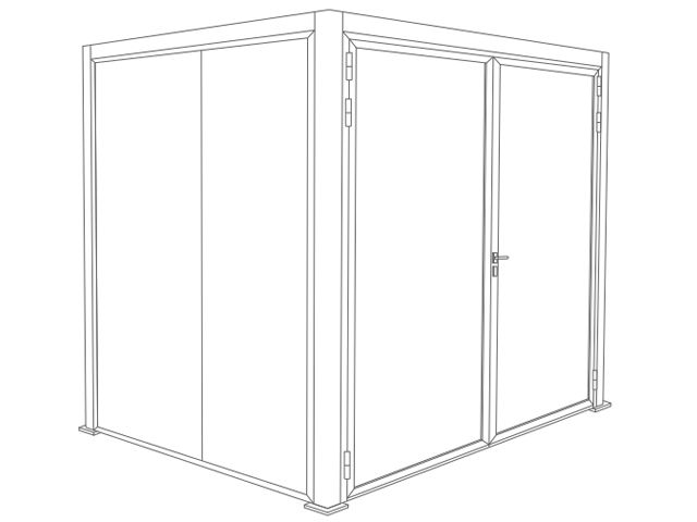 Abri de Jardin 2x3 Toit Plat avec Porte de Garage Battant