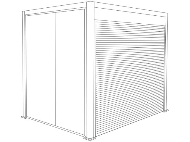 Abri de Jardin 2x3 Toit Plat avec Porte de Garage Enroulable