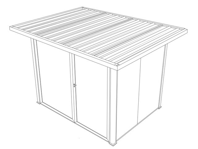 Abri de Jardin 2x3 Toit Plat avec Débord et Porte de Garage Battant