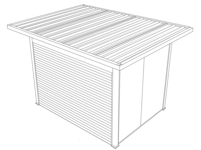 Abri de Jardin 2x3 Toit Plat avec Débord et Porte de Garage Enroulable