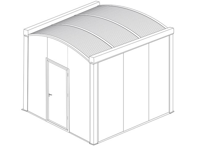 Abri de Jardin Cintrée avec Gouttière, Porte de Service