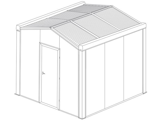 Abri de Jardin 2 Pans avec Gouttière, Porte de Service et Vitre