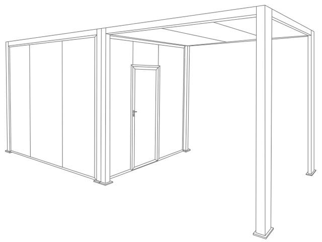 Abri de Jardin Toit Plat avec Module Carport