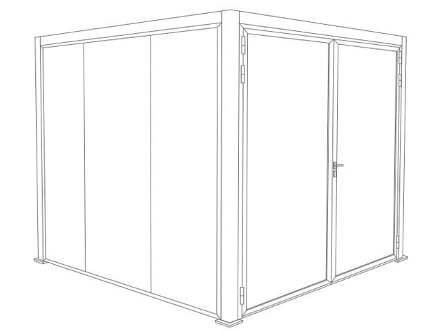 Abri De Jardin 3x3 Toit Plat Avec Porte De Garage Battant et Vitre